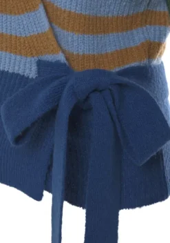 Jacken & Mantel|LASCANA Wickelstrickjacke Blau Gestreift