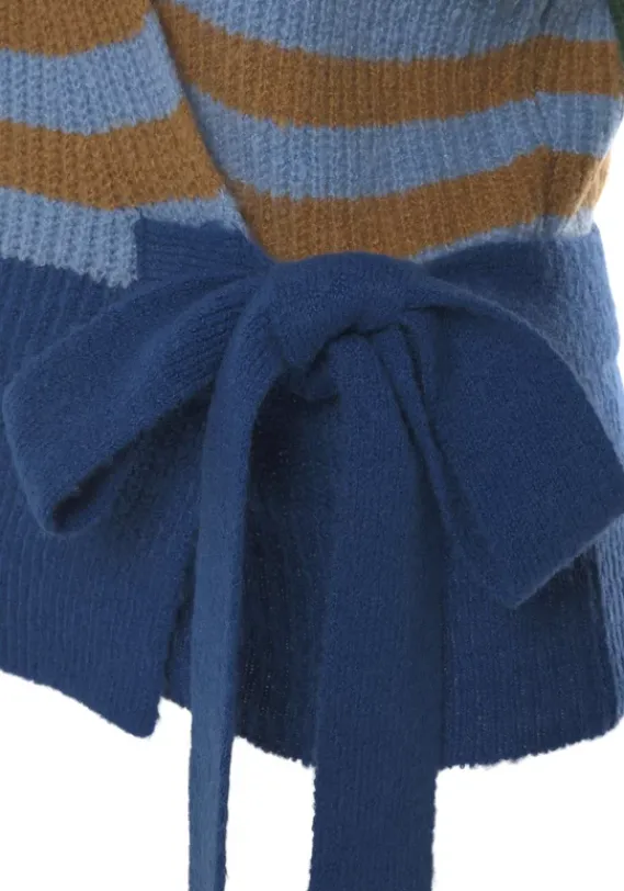 Jacken & Mantel|LASCANA Wickelstrickjacke Blau Gestreift