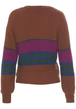 Jacken & Mantel|LASCANA Wickelstrickjacke Braun Gestreift