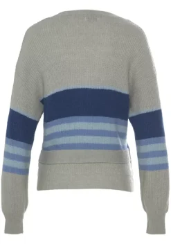 Jacken & Mantel|LASCANA Wickelstrickjacke Grau Gestreift